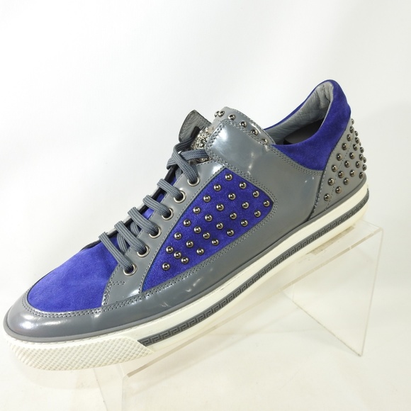 Versace Medusa Sz 12 Blue Gray Sneaker Mens L3D25 - Picture 3 of 8